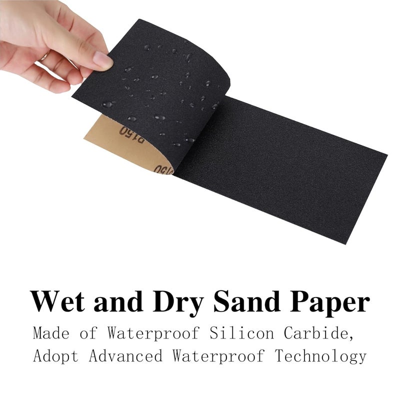 VRKET 100PCS Wet Dry Sandpaper,80 to 5000 Assorted Grit Sand Paper Sheets for Wood Furniture Finishing,Metal Sanding and Automotive Polishing - Image 4